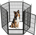 SunsGrove Dog Playpen Outdoor, Heavy Duty 45 Inch 6 Panels with Wider Door for Large Dogs, Free and Safe Play Dog Fence Indoor, Black