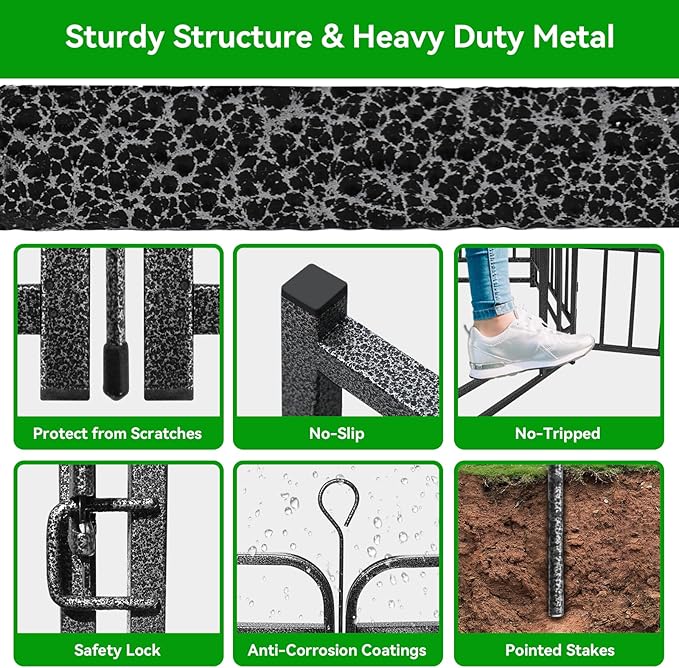 Dog Fence Outdoor 32 Piece Panels 32" Height, Square Steel Pipe with Reinforced Crossbars, Anti-Rust Heavy Duty Dog Playpen with Doors Portable for Yard RV Camping, Total 71FT, 406 Sq.ft, Snowy Black