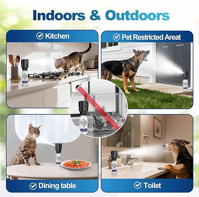 Cat Deterrent Spray Refill, Pet Spray Deterrent System, Motion Activated Cat System, Cat & Dog Odorless & Indoor, Up to 3 Feet Away, Pet Deterrent Spray Refill 2 Pack 7.78Oz