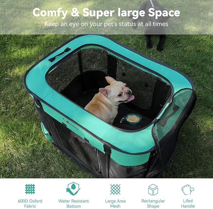 Dog Playpen,Cat Pet Puppy Pen,Portable Playpens for Dogs Indoor Outdoor Travel Camping Use,Foldable Dog Kennel Tent Crate for Rabbit Small Animals with Carrying Case (Green, Small)