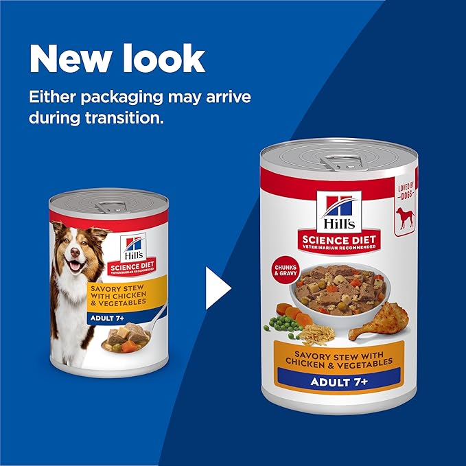 Hill's Science Diet Adult 7+ Wet Dog Food, Chicken & Vegetables, 12.8 oz. Cans, 12-Pack
