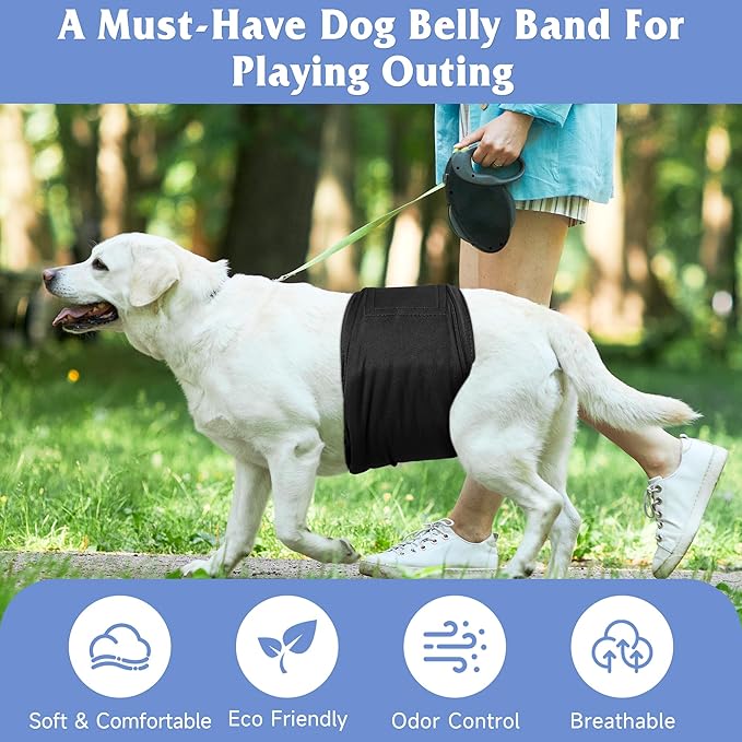 5 Pack Dog Diapers Male Reusable, Premium Belly Bands for Male Dogs, High Absorbing Pee Wraps for Doggie in Incontinence and Training Black XL