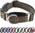 Hikiko Martingale Dog Collars Reflective Nylon Dog Collar with Quick Release Buckle Adjustable Training No Slip Dog Collar (Small, Brown)