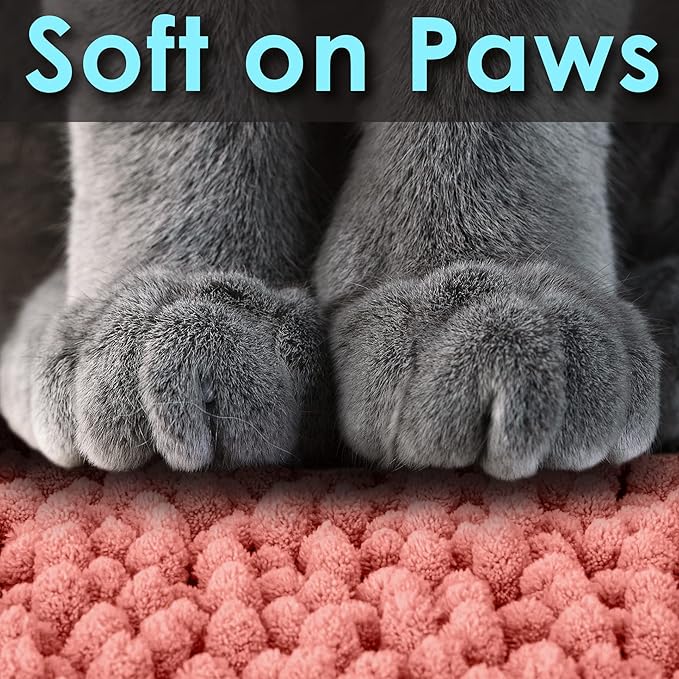 CatGuru Cat Litter Mat, Medium, Extra Large, XXL, Waterproof Litter Box Mat, Non Slip Kitty Litter Mat, Machine Washable Litter Trapping Mat, Soft Litter Tray, Cat Stuff (Medium, Coral/Heavy-Duty)