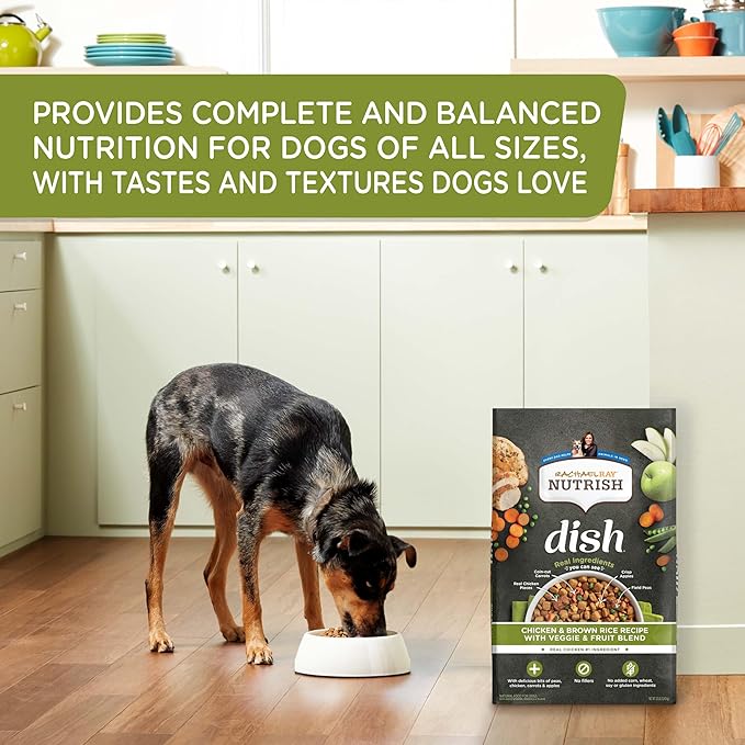 Nutrish Dish Premium Natural Dry Dog Food, Chicken & Brown Rice Recipe with Veggies & Fruit (Rachael Ray), 3.75 Pound Bag