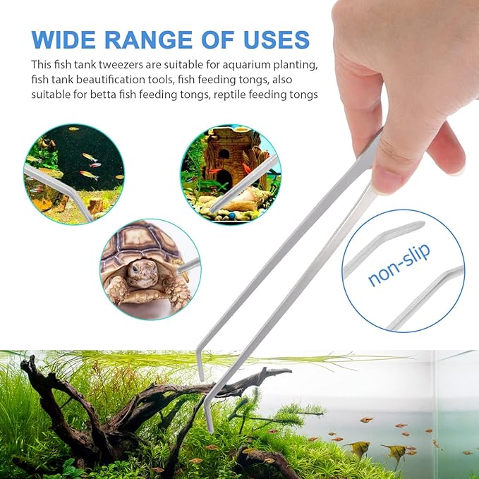 FRCOLOR 2pcs Professional Aquatic Plant Tongs Long Tweezers for Aquarium Plant Trimming Tools