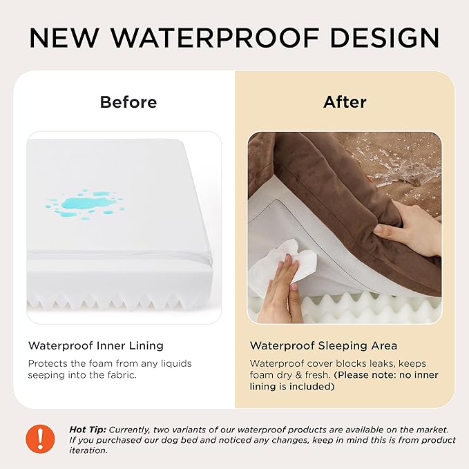 Bedsure Orthopedic Dog Beds Large Sized Dog - Washable Large Dog Cat Bed Waterproof, Comfort Dogs Couch Sofa with Washable Removable Cover, Pet Bed with Nonskid Bottom, Brown, 35"