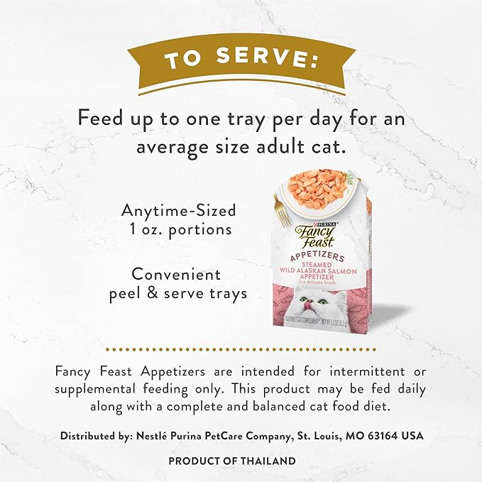 Purina Fancy Feast Appetizers Lickable Grain Free Wet Cat Food Topper Wild Alaskan Salmon Appetizer - (Pack of 10) 1.1 oz. Trays