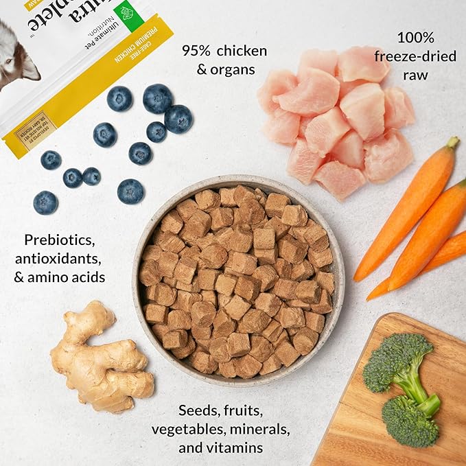 ULTIMATE PET NUTRITION Nutra Complete Freeze Dried Raw Dog Food, Veterinarian Formulated with Antioxidants, Prebiotics & Amino Acids (3 Pound, Chicken)