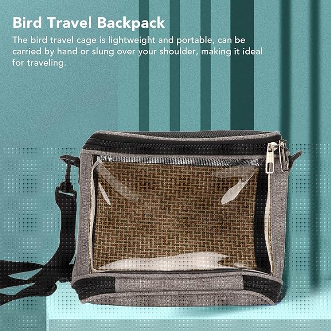 Bird Carrier Bag,Portable Travel pet Hamster Bag,Transparent Lightweight Breathable Parrot Travel Cage for Cockatiels Parakeets Small Bird Rat Guinea Pig Squirrel Carrier (Grey)