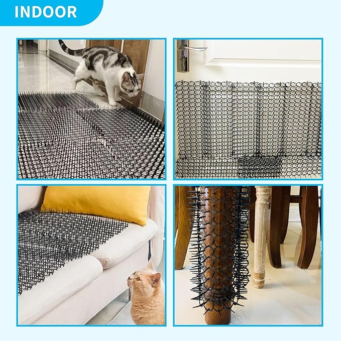 16 x 13 Inch Cat Scat Mat with Spikes, Scat Mat for Cats Cat Deterrent Mat Digging Stopper Repellent Spike Mat(10 Pack)