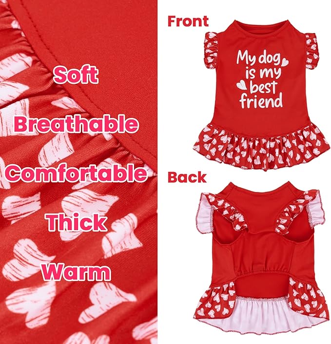 XPUDAC 4 Pack Cute Dog Dress for Small Dog, Floral Pet Clothes Sweet Girl Puppy Dress Colorful for Birthday Holiday Spring Summer Pet Outfits Skirt for Girls, XXS