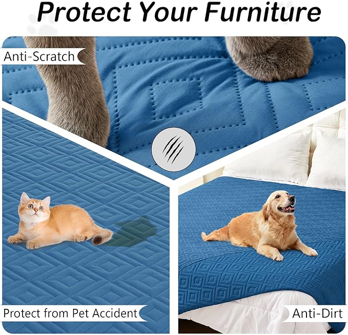 hyha Waterproof Dog Blanket, Soft Dog Bed Cover Pet Blankets, Waterproof Sofa Couch Cover for Dogs Washable, Reversible Pet Couch Covers for Sofa Furniture (82x102 Inch, Navy Blue/Navy Blue)