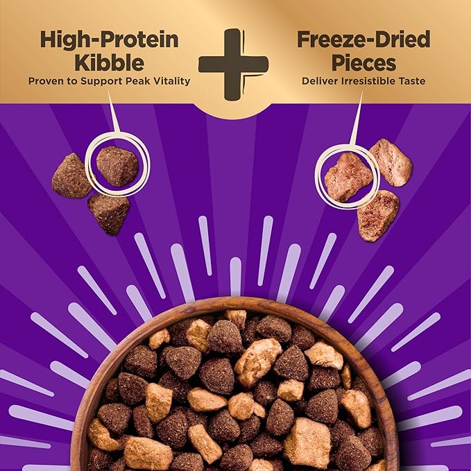 Wellness CORE+ Adult Dry Dog Food with Freeze Dried Pieces, Grain Free Kibble+, Natural, High Protein, Wild Game Duck, Lamb, Boar, and Rabbit Recipe, 10 lb Bag
