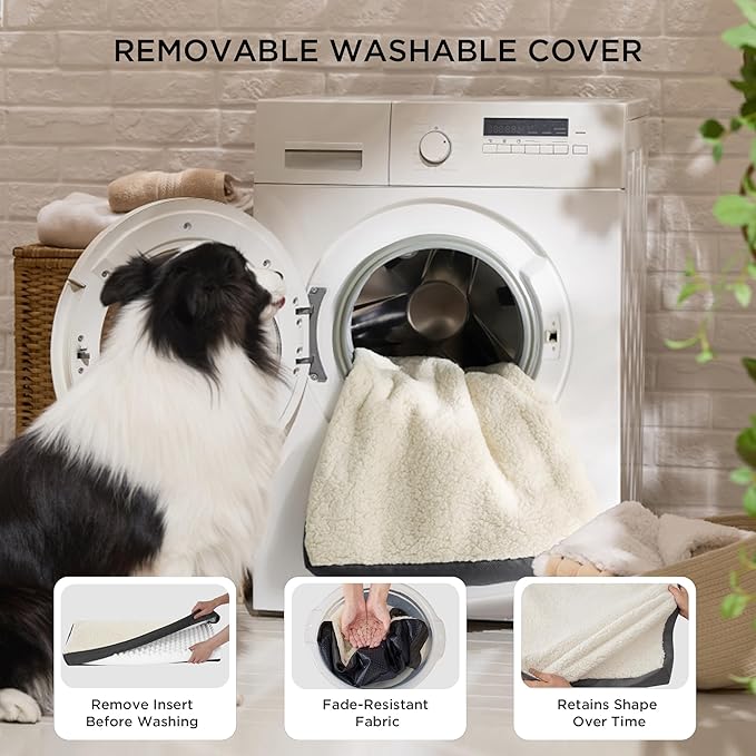 Bedsure Giant Dog Bed for Jumbo Dogs - 53" x 36" Flat Pet Beds with Removable Washable Cover, Orthopedic Egg Crate Foam Mat for Long-Bodied Pets Up to 120 lbs