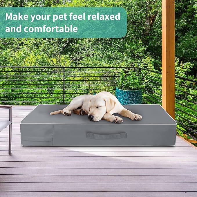 COSHNIBI Dog Bed Covers Replacement Washable,Waterproof Dog Bed Cover with Zip and Carry Handle for Dog/Cat 36''Lx27''Wx4''H-Grey