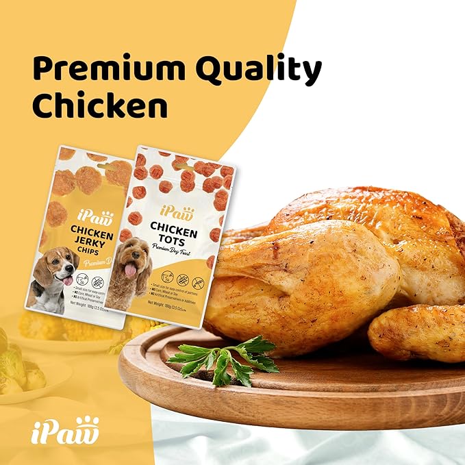 iPaw 5 Stock-Up Combo Chicken Tots Dog Treats for Puppy Training, All Natural Human Grade Dog Treat, Hypoallergenic, Easy to Digest (Chicken Tots), 5 Packs