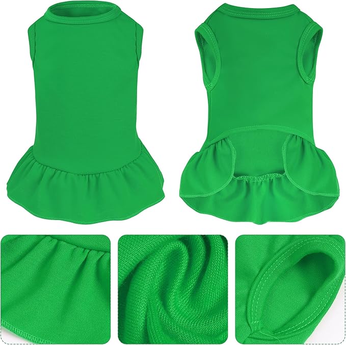 Dog Dresses Cat Skirt Solid Color Dog Clothes Summer Sleeveless Puppy Girl Clothes for Small Pet Dogs Cats (Dark Green, Medium)