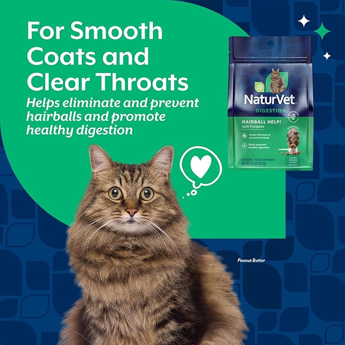 NaturVet Scoopables Hairball Aid for Cats - Helps Prevent & Eliminate Hairballs - Psyllium Husk & Pumpkin - Salmon Flavored Cat Health Supplement - Tastes Like Treats & Prevents Hairballs | 5.5oz Bag