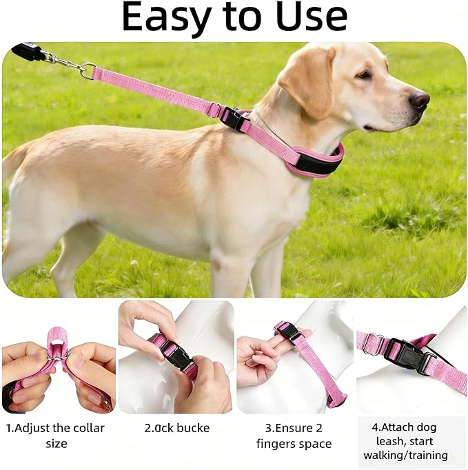 Lightweight Prong Collar for Dogs, Reflective No Pull Dog Collar | Adjustable Size Dog Pinch, Breathable Woven Fabric Air Grid Technology, Martingale Collar for Dogs Training（Pink-M）