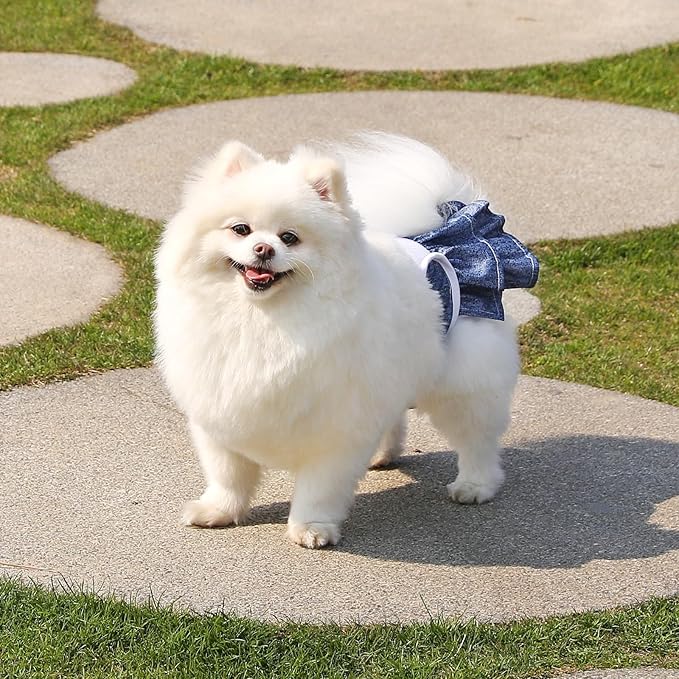 Reusable Dog Diapers Female 3 Pack Doggie Diapers for Period Heat Incontinence Puppy Training (Large, Jeans)