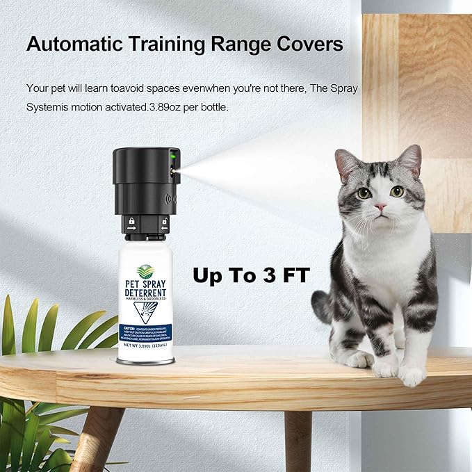 Cat Spray Deterrent System, Pet Deterrent Device Refill, CATSSS Refill [ 11.67Oz & 3 Pack ] Safe for Cats & Dogs Motion Activated Pet Deterrent Spray System-Only Applicable to The First Generation