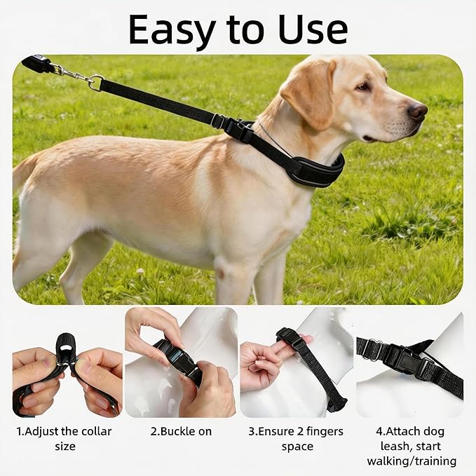 Lightweight Prong Collar for Dogs, Reflective No Pull Dog Collar | Adjustable Size Dog Pinch, Breathable Woven Fabric Air Grid Technology, Martingale Collar for Dogs Training(Black-M)