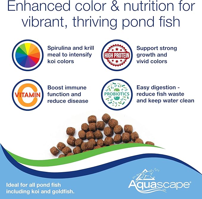 Aquascape Premium Color Enhancing Fish Food Pellets for Pond, Koi, Goldfish and More (44 Pound)