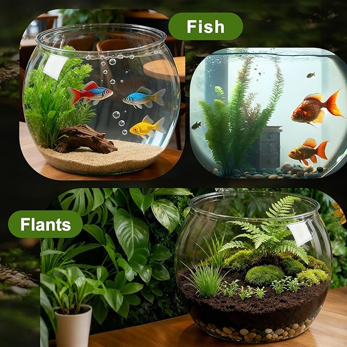 Geelin 3 Gallon Plastic Fish Tank Large Bowl Shatterproof with Crystal Clear Clarity for Terrarium, Flower Vase Centerpiece Gift for Fish Lovers (Round)