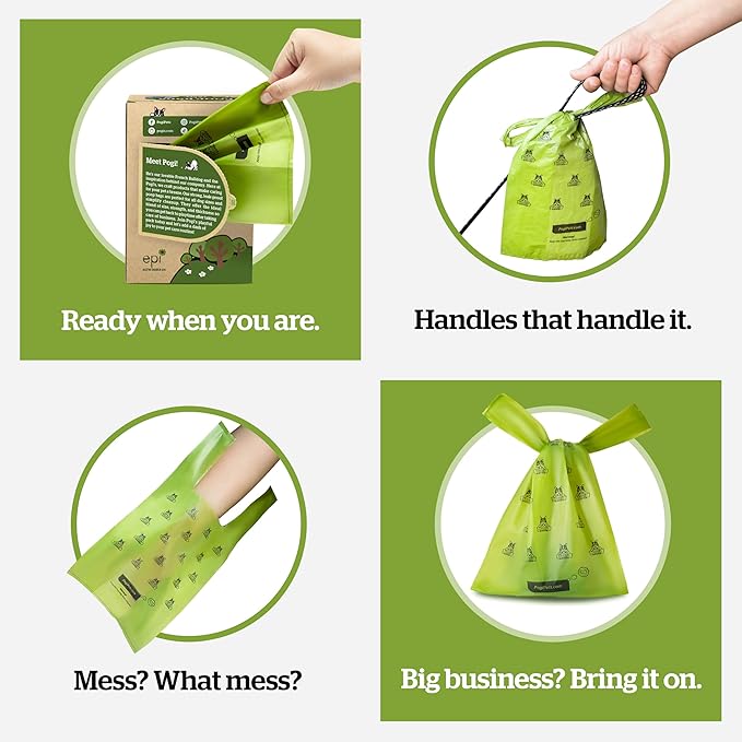 Pogi's 300 Unscented Dog Poop Bags with Handles - Earth-Friendly, Leak-Proof, Ultra Thick, 4+ Month Supply