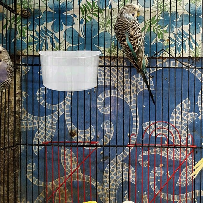 Luxshiny 8pcs Large and Blue Parrot Feeding Cups with Hanging Slot Plastic Bird Feeding and Watering Supplies for Cage Use Bird Cage Accessories for Parrots and Small