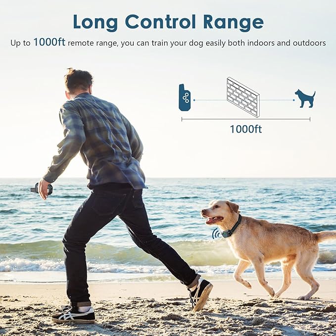 Shock Collar for Dogs, IP67 Waterproof Dog Training Collar with Remote, 3 Training Modes with Beep, Vibration, and Safe Static, Rechargeable E Collar for Large Medium