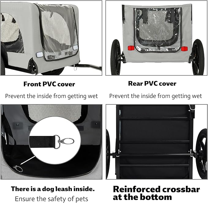 Heavy-Duty Dog Bike Trailer & Collapsible Pet Carrier for Bike with 16-Inch All-Terrain Wheels, Universal Hitch, Safety Flag & Weather-Resistant Design for Outdoor Adventures