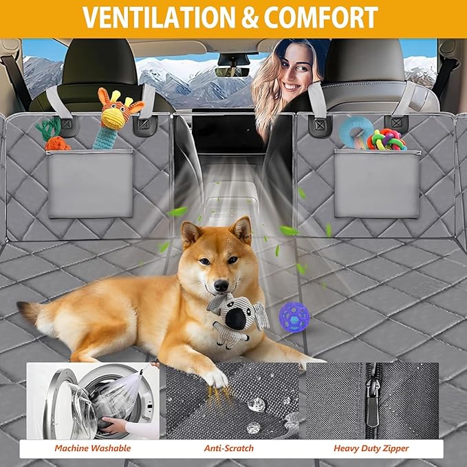 Back Seat Extender for Dogs-Large Space, Dog Car Seat Cover Hard Bottom Holds 420lb, Sturdy Backseat Extender for Dogs, Upgraded Material,Waterproof Dog Hammock for Car, SUV, Truck