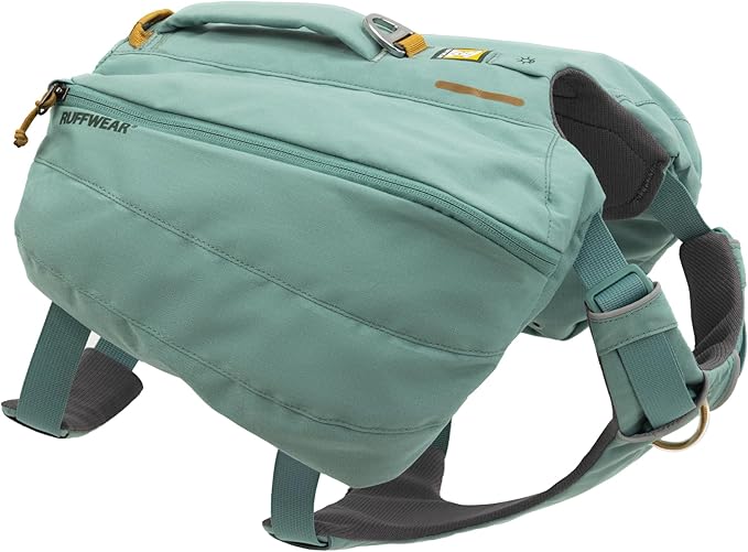 Ruffwear, Front Range Day Pack, Dog Backpack with Saddlebags, 5-Point Adjustment, 3 Leash Points, Padded Handle, Internal Mesh Pockets, Reflective Trim, Light Loop, River Rock Green, Medium