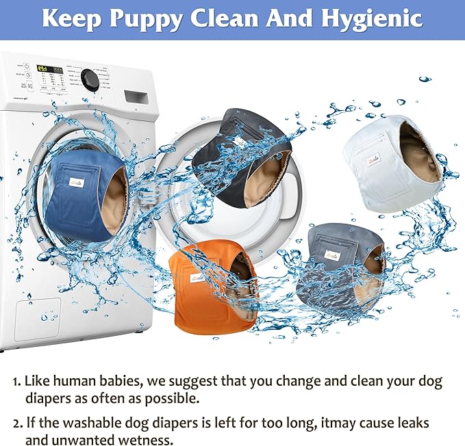 5 Pack Dog Diapers Male Reusable, Premium Belly Bands for Dogs, High Absorbing Male Dog Pee Wraps for Doggie in Incontinence or Excitable Urination and Training Gray M