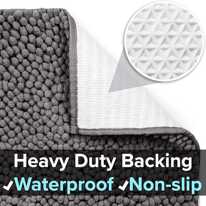 CatGuru Cat Litter Mat, Medium, Extra Large, XXL, Waterproof Litter Box Mat, Non Slip Kitty Litter Mat, Machine Washable Litter Trapping Mat, Soft Litter Tray, Cat Stuff (Medium, Dark/Heavy-Duty)