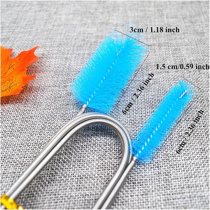 90/155/200CM Aquarium Cleaning Brush for Hose Air Tube Stainless Steel Flexible Double Ended Pipe Brush Fish Tank(Blue,90cm)