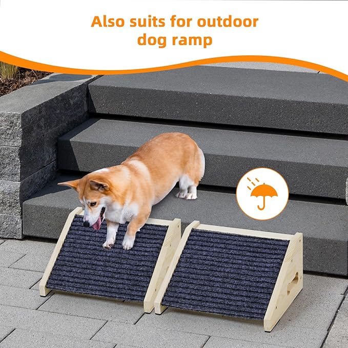 4 Pack Wooden Dog Ramp for Stairs Suits for Small Medium Large Dogs Cats, Pet Steps for Staircase Ramp for Dogs Cats, Need Installation(Gray, S: 11.8 * 9.8 * 5.9 inches)
