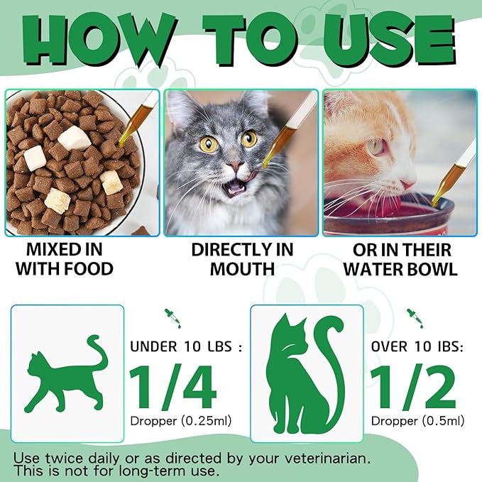 Specifically Formulated for Cats, Cats Natural Broad Spectrum Treatment, Herbal Cleanse, Digestive Support for All Cat Breeds, Gut Health, Puppy & Kitten, Supplement Drops