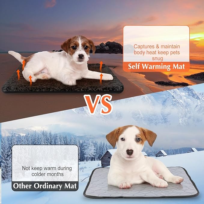 4 Pack Self Warming Cat Pads Self Heating Cat Mat Washable Homeless Dogs Thermal Pads Kennel Pad Reflects Body Heat Warm Crate Bed Mat for Indoor Outdoor Pet(Black,16 x 20 Inch)