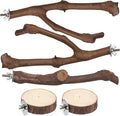 Mogoko 5PCS Bird Perch Natural Wood Grape Stick Stand, 3 Grape Stick Paw Grinding Fork Parakeet Chewing Stick 2 Parrot Stand Branch, Chewing Exercise Branches Bird Cage Accessories