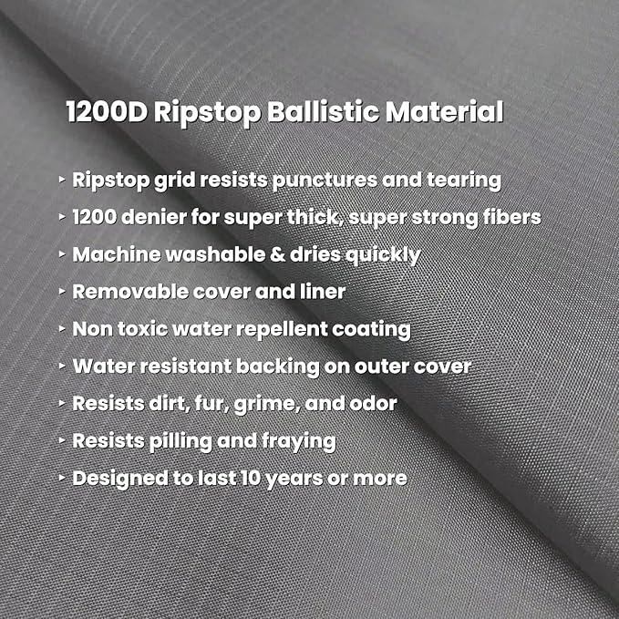 K9 Ballistics Tough Rectangle Pillow Large Dog Bed - Removable Cover, Washable, Durable & Water Resistant Dog Bed Made for Large Dogs 40"x34" Blue Quartz