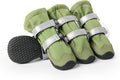 Spark Paws Dog Shoes, Waterproof Dog Boots for Medium to Large Dogs, Non Slip, Breathable Dog Booties and Paw Protectors - 4PCS Doggie Hiking Boots with Reflective Straps - Green, Size 5