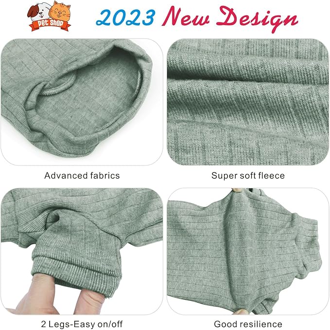 Idepet Sphynx Hairless Cats Sweater Shirt Kitten Soft Puppy Clothes Pullover Cute Cat Pajamas Jumpsuit Cotton Apparel Pet Winter Turtleneck for Cats and Teacup Chihuahua Small Dogs(Green,S)