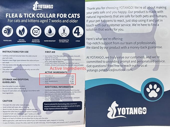 4 Pack Flea Collar for Cats, 32 Months Flea and Tick Prevention for Cat, Waterproof Cat Flea Collar, Natural Flea Treatment, Adjustable Fleas and Ticks Collars for Cats Kittens(Grey&Purple)