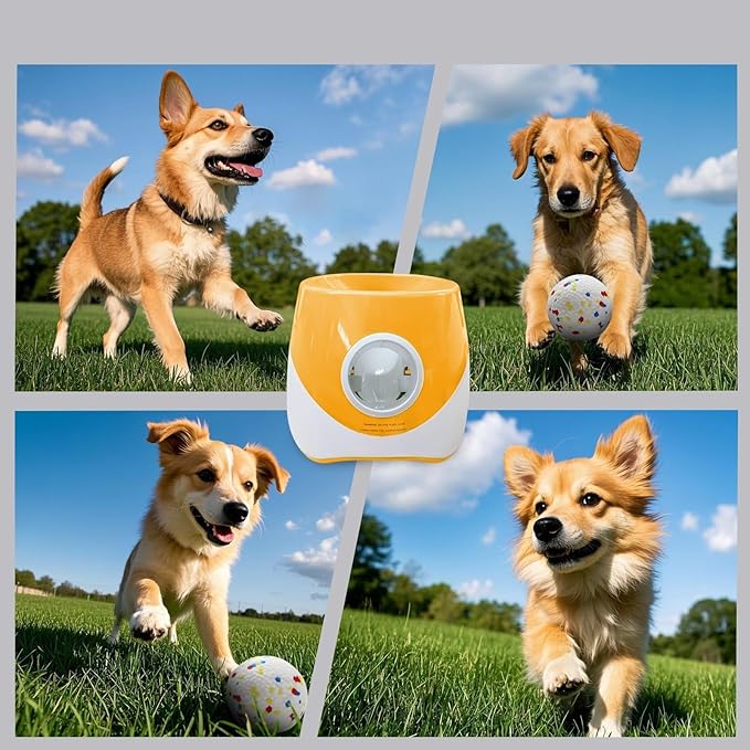 Interactive Dog Toys - Automatic Tennis Ball Launcher for Medium to Large Dogs, Outdoor Exercise & Training, Perfect Home Dog Toy 3 Ball (Blue, Large)