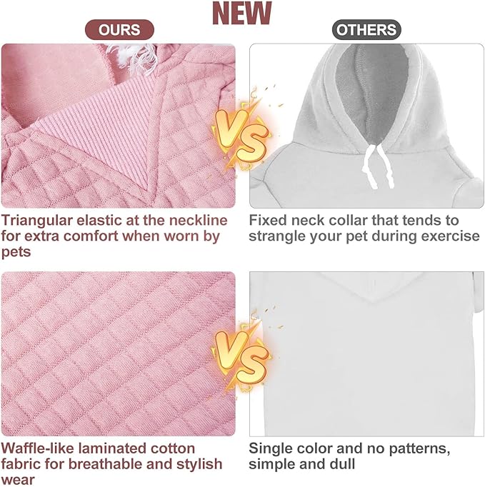 BEAUTYZOO Dog Sweaters for Large Dogs Girls Boys, Warm Winter Dog Hoodie Sweatshirt with Pocket & Leash Hole,Soft Waffle-Like Laminated Cotton Pet Clothes for Big Breeds Indoor Outdoor Cold Weather