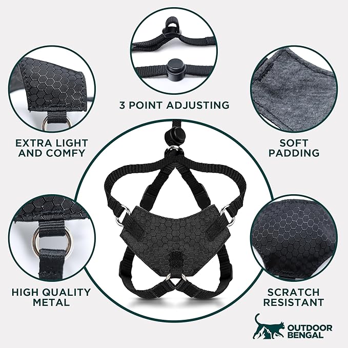 Houdini™ Escape Proof Cat Harness and Leash Set by OutdoorBengal – Turquoise, Large Cat Harness for Walking Big Cats