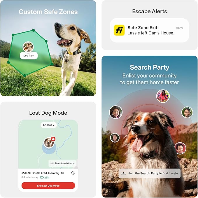 New Fi Series 3+ Smart Dog Tracker Collar [6 Month Membership Included] GPS Tracker for Dogs with Health & Behavior Monitoring, Escape Alerts, Waterproof, LED, Apple Watch Compatible (Pink, Medium)